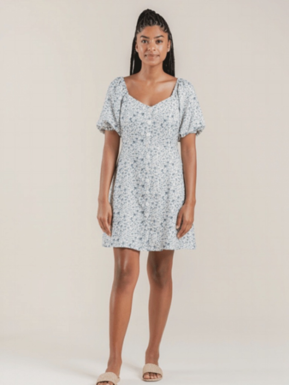 Rylee & Cru Dress Bardot Blue Floral sz xs